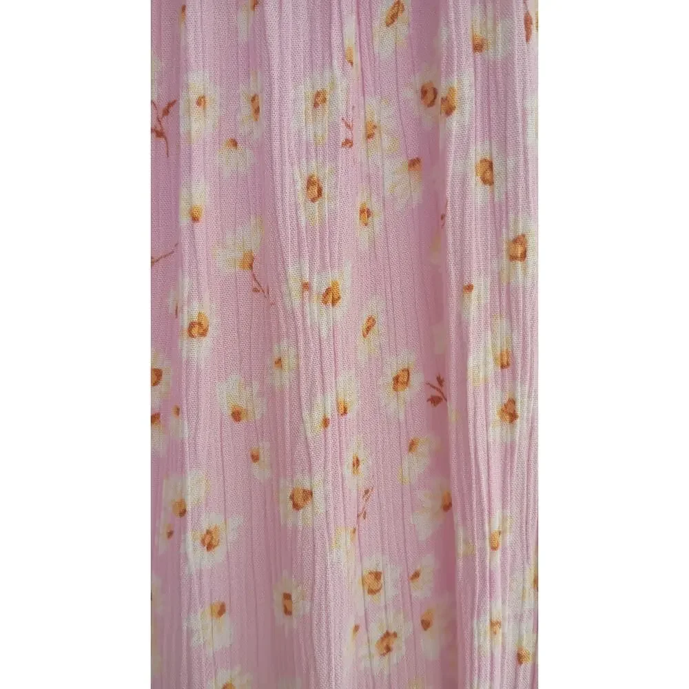 BillaBong Swept Away Midi Dress Pink Floral Puff Sleeve Smocked Cottagecore M - Picture 6 of 16